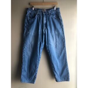 LL Bean Men Relaxed Fit Tapered Fleece Lined Blue Denim Jeans Size 34x29